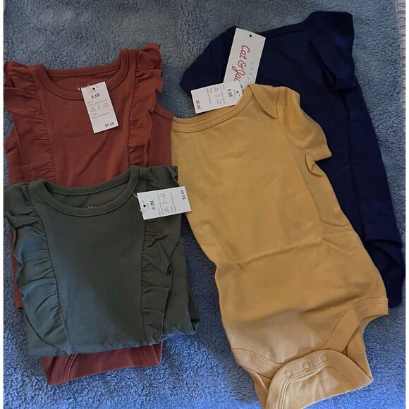 Cat & Jack Girls 4 Pack Short Sleeve & Sleeveless Bodysuits 0-3 months B1 - Picture 1 of 3